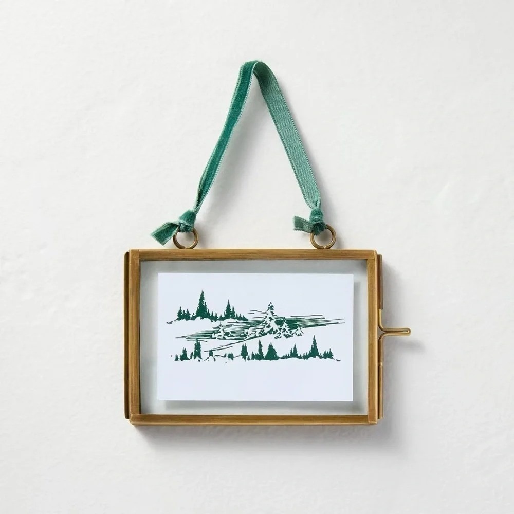 Brass & Glass Landscape Frame Christmas Ornament  - Hearth & Hand Magnolia 2025